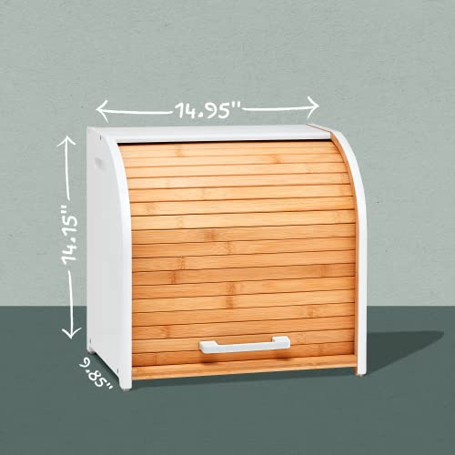 HOMEFULLY Bamboo Double Layer Roll Top Bread Box for Kitchen Countertop U1809