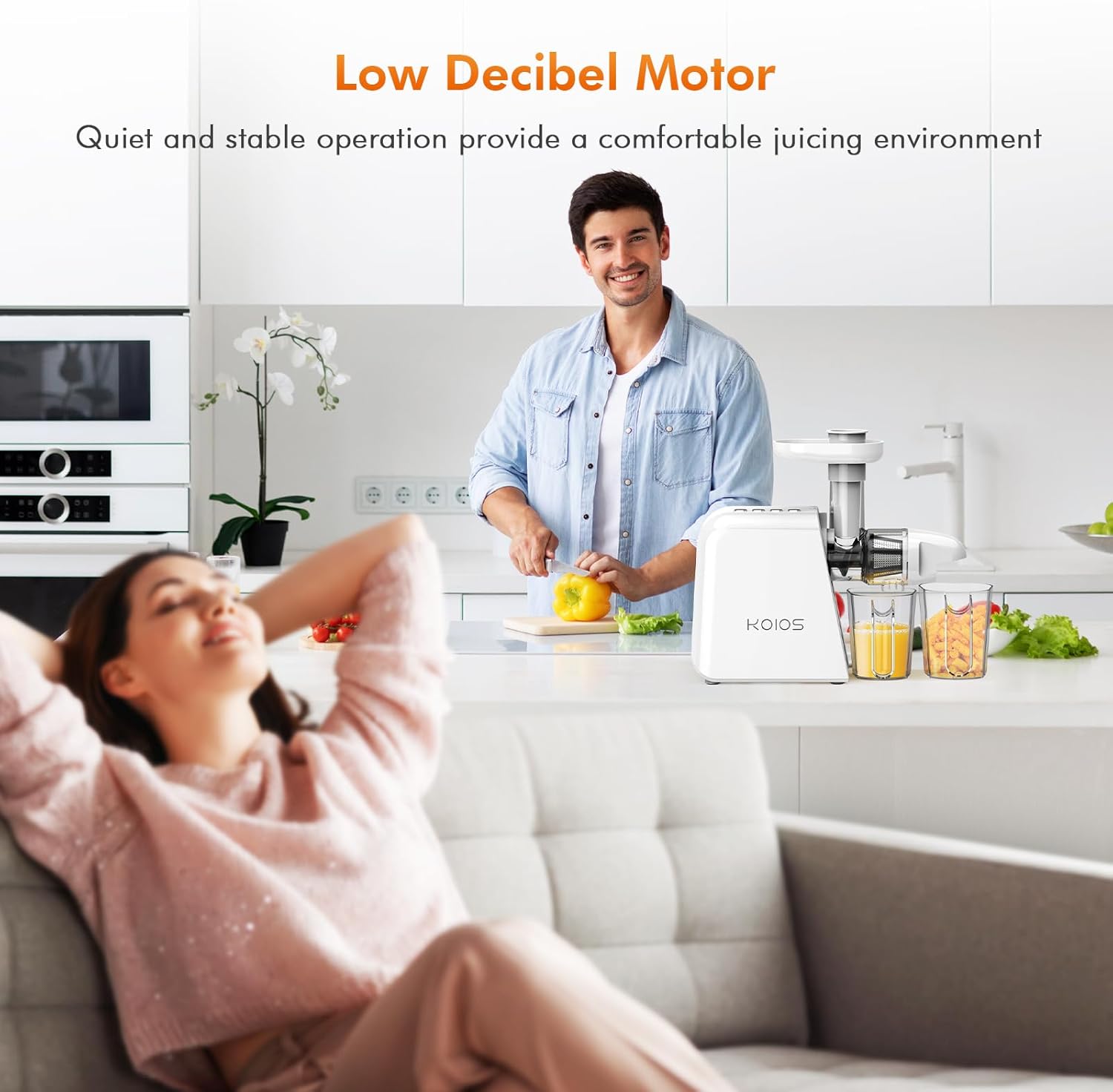 KOIOS Cold Press Juicer, Slow Masticating Juicer with Two Speed Modes for Fruits and Vegetables S6339