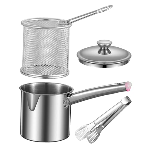 Deep Fryer Pot Fryer Pan with Cover Cooking Pot Net Basket Cookware Oil Fryer Cooking Pot for Home Use Shop Kitchen