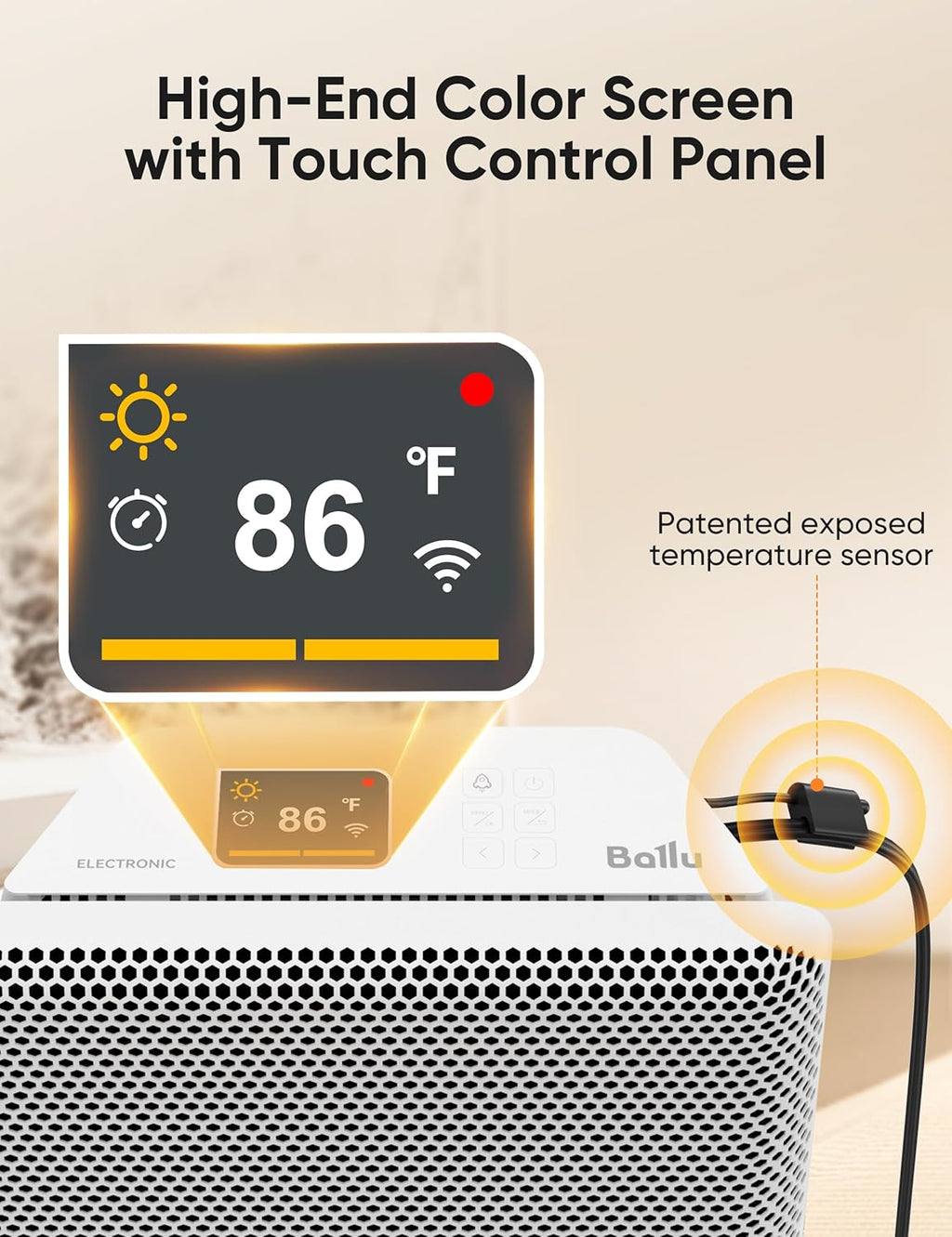 Ballu Mica Infrared Space Heater for Indoor Use, WiFi App Control, 1500W Panel Electric Heater O312687