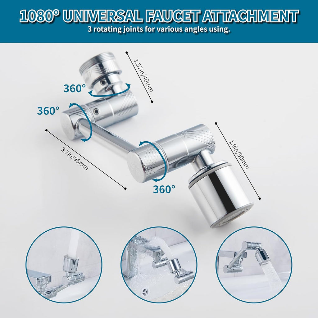 Vitbirih 1080° Rotating Faucet Extender 2-Mode Sprayer for Bathroom Kitchen Sink D9975