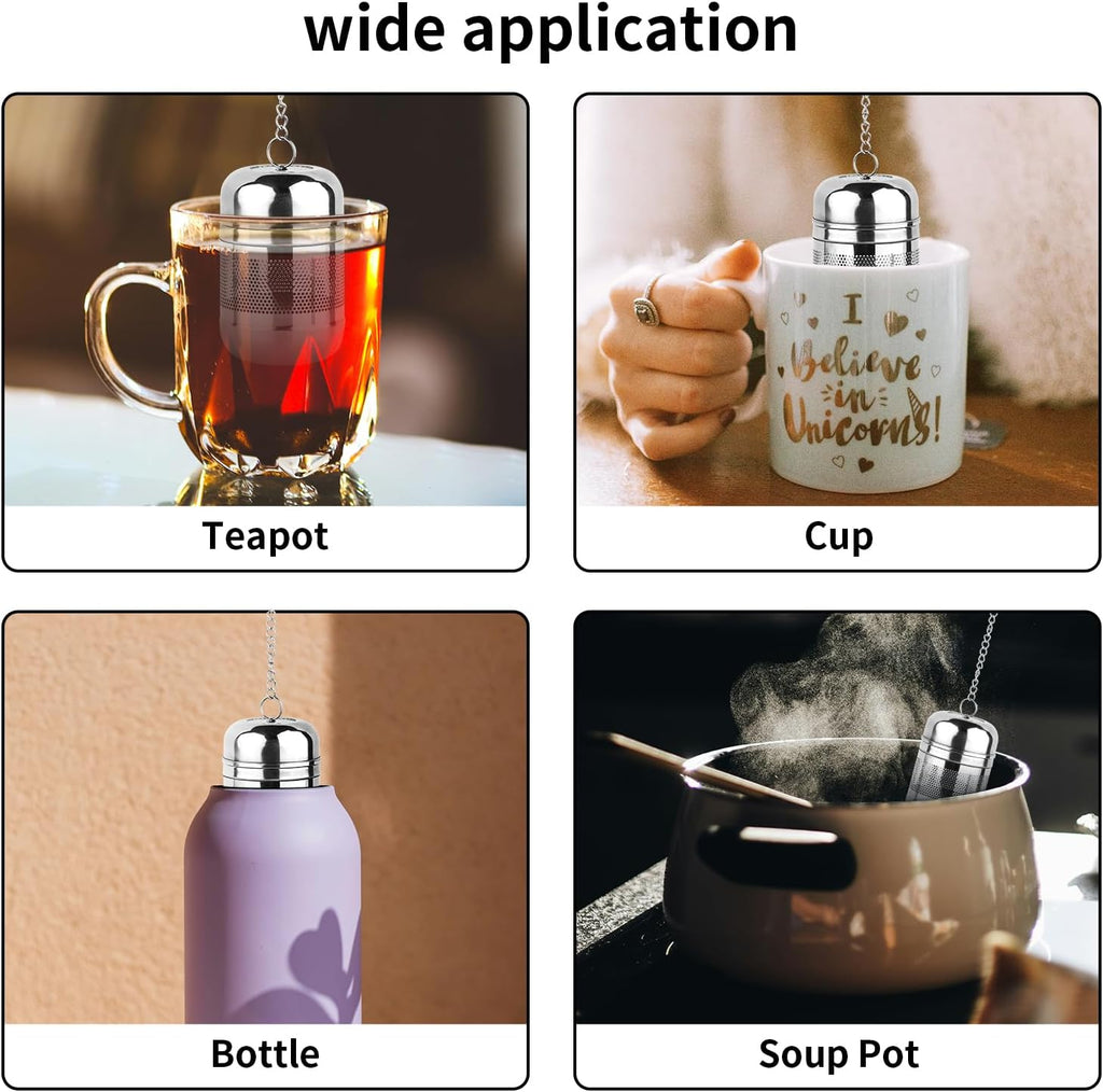 2PCS Stainless Steel Tea Infuser Strainer with Chain Hook and Lid X538333