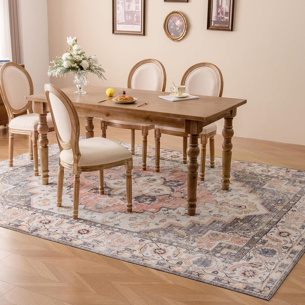 VK VK·LIVING Machine Washable Vintage Area Rug 5'x7' Mistyrose S8853