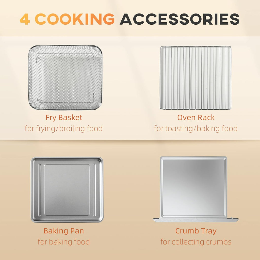 HOMCOM Air Fryer Toaster Oven 21QT 7-in-1 Convection Countertop, Stainless Steel N244857