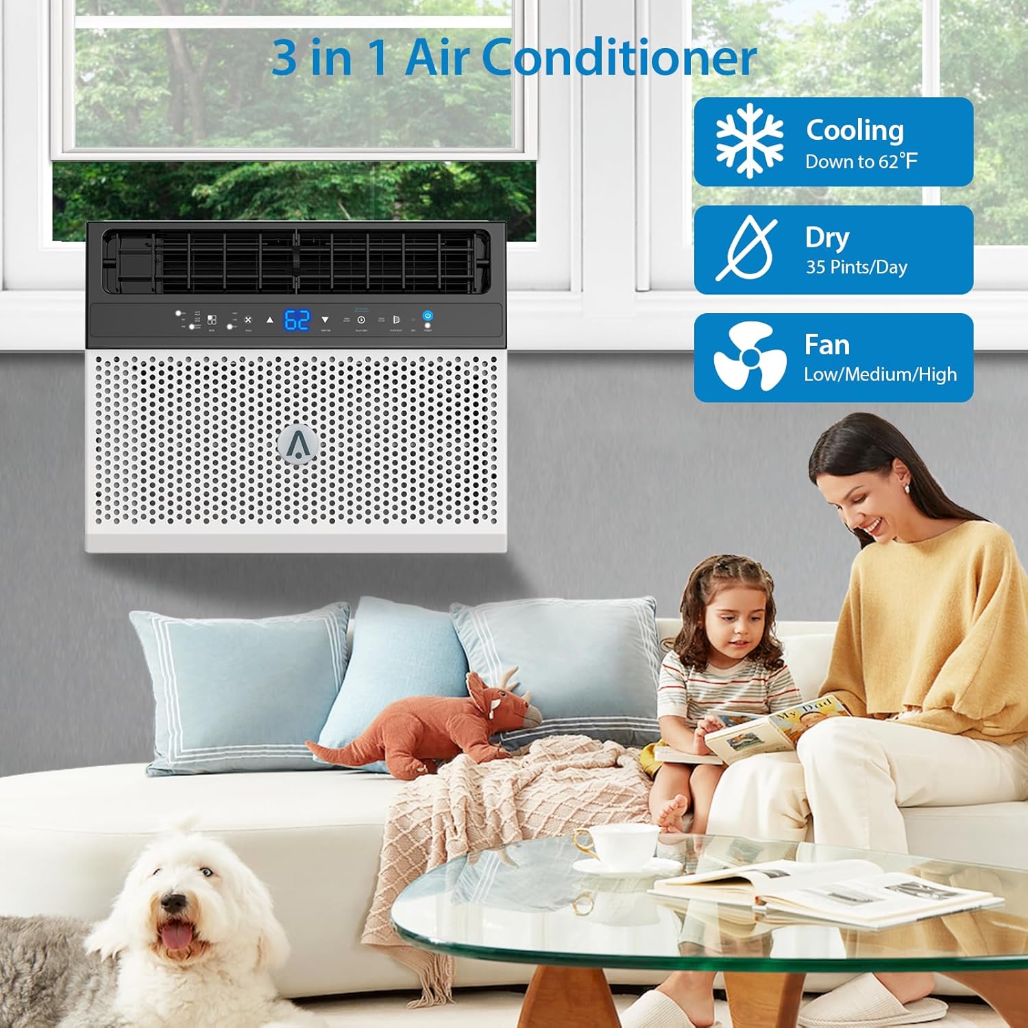 6000BTU U-Shaped Window Air Conditioner, Ultra Quiet, Cools Up to 250 sq. ft. L47928