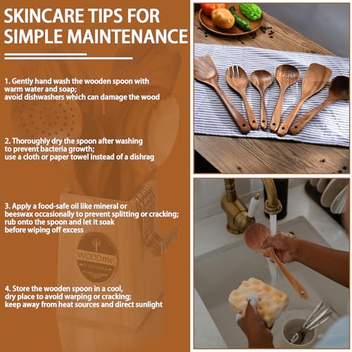 Natural Teak Wooden Spoons and Spatulas for Cooking X5653