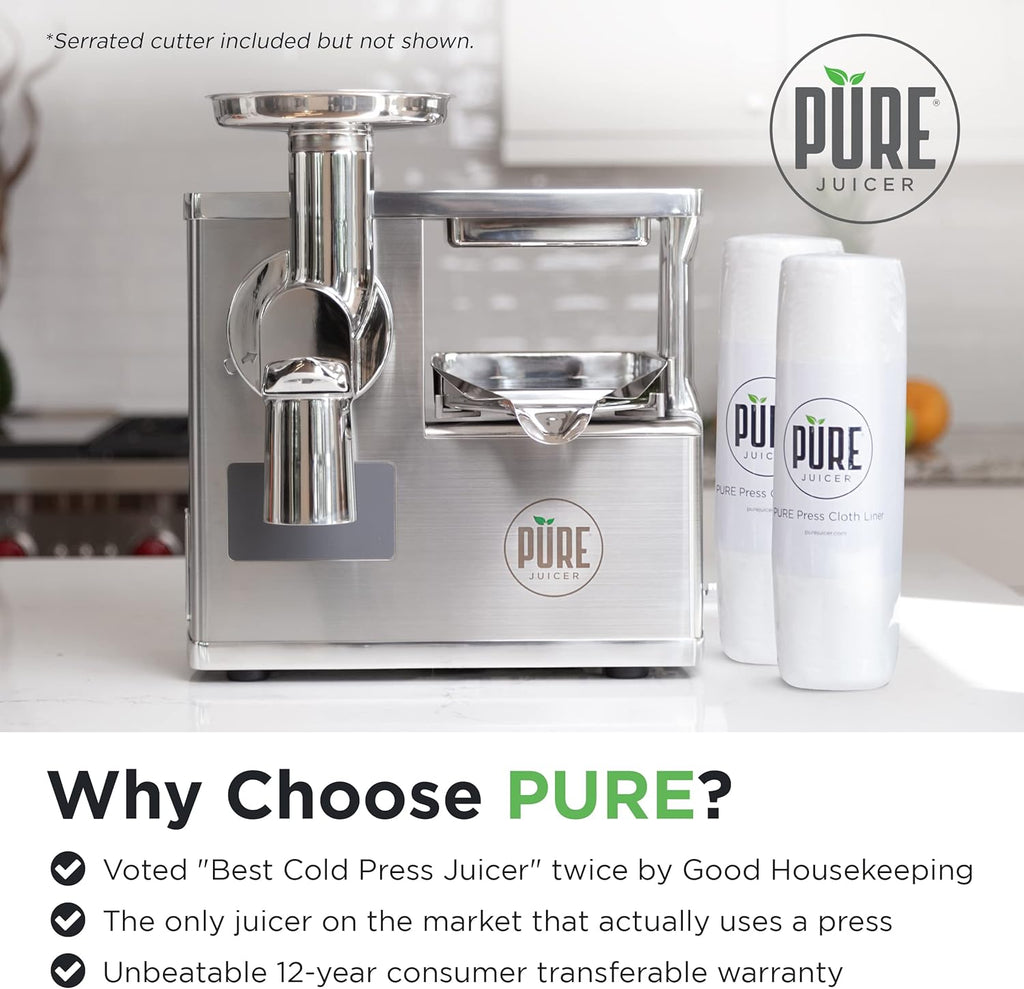 PURE Juicer Two-Stage Cold Press Juicing Machine with Stainless Grinder T838739