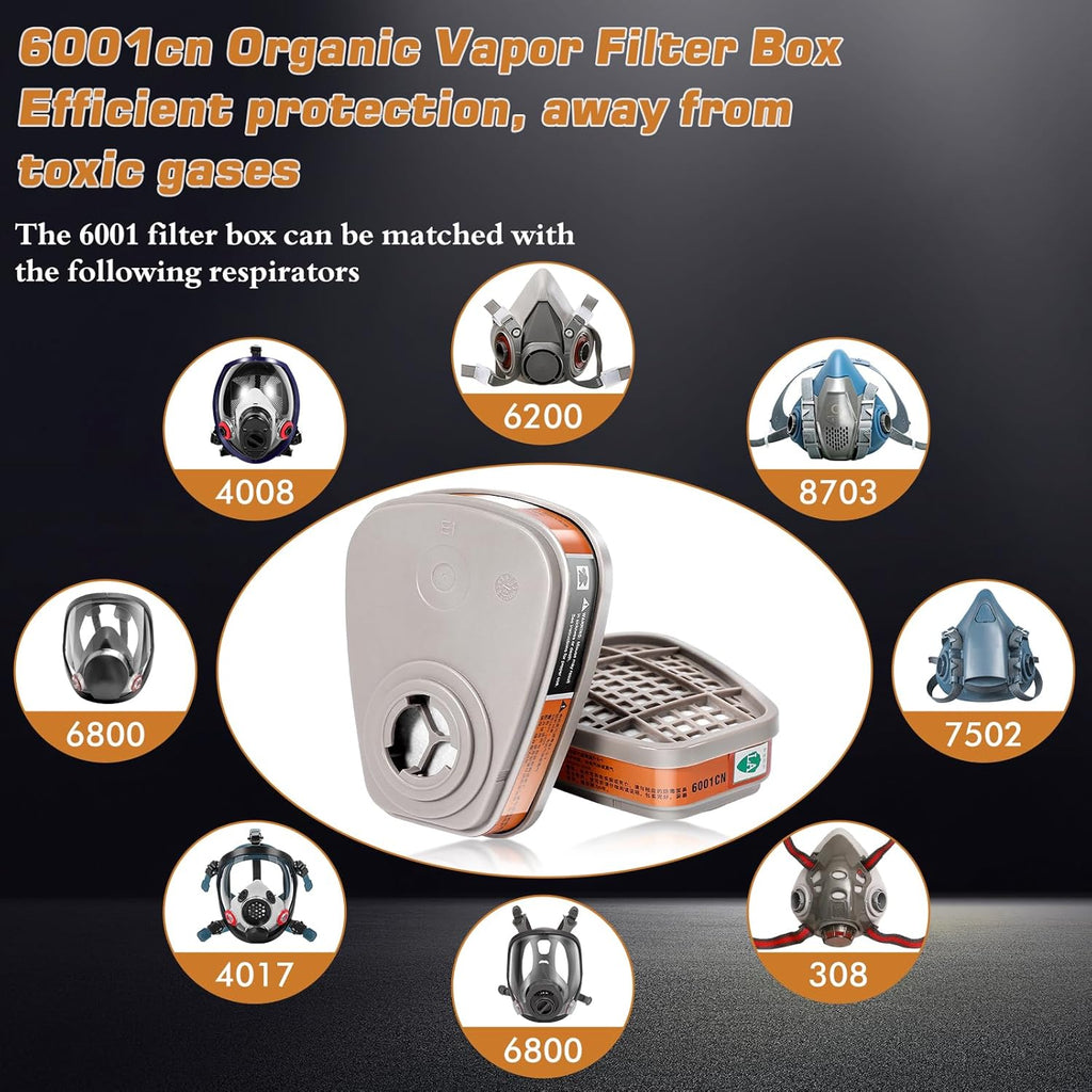 Full Face Gas Mask with 40MM & 6001 Activated Carbon Filters Z440