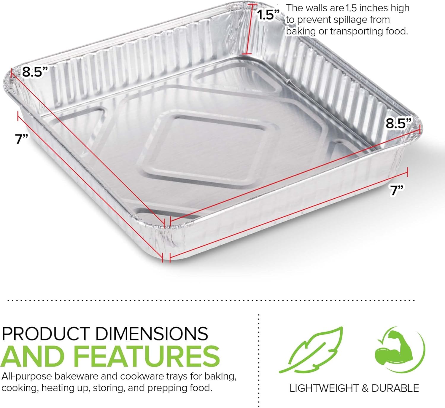 Stock Your Home 9x9 Aluminum Foil Pans (30 Pack) Square Disposable Baking Tins A572