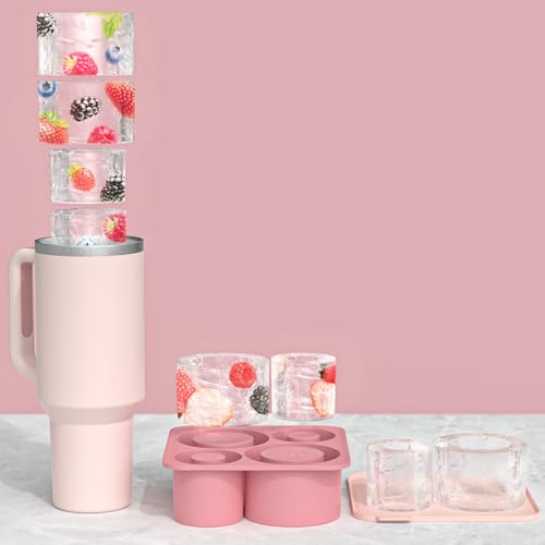 Silicone Ice Cube Tray for Tumbler, 4 Pcs Cylinder Ice Mold for Freezer W65887