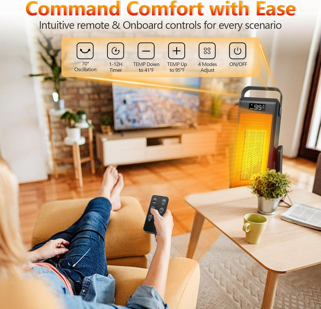 360-Degree Swivel Space Heater with Thermostat for Indoor Use U54131