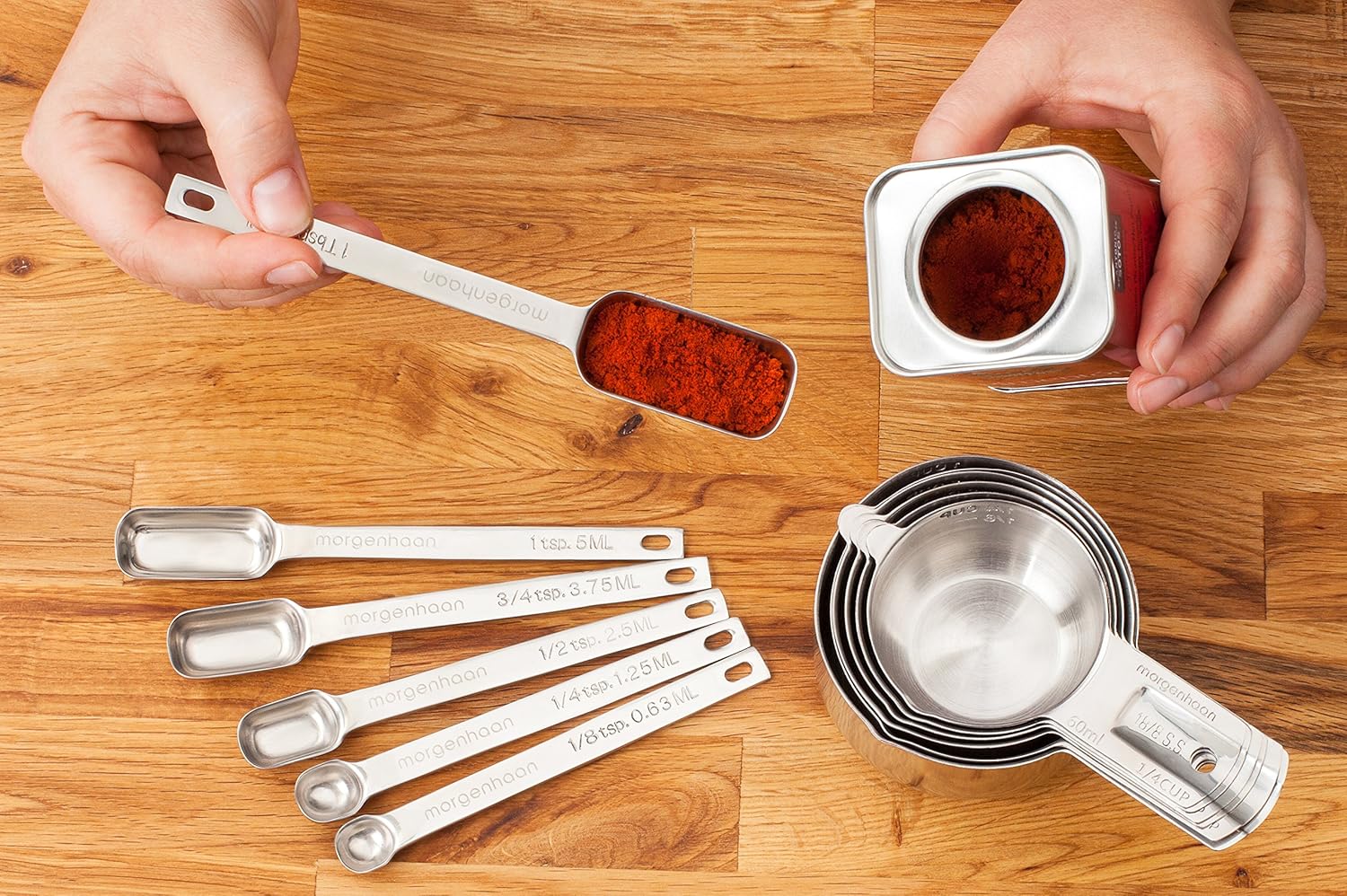 Stainless Steel Measuring Cups and Spoons Set 18-Piece, Dishwasher Safe S8073