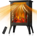 COWSAR Electric Fireplaces, 1500W Infrared Electric Stove Heater, Efficient Heating, 3D Realistic Flame, Remote Control, 8H Timer, Freestanding Stove for Living Room Bedroom Indoor Use, 5100 BTU