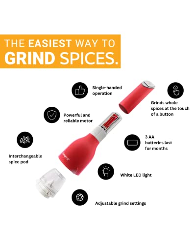 FinaMill Battery-Operated Pepper Mill & Spice Grinder with Ceramic Grinder and LED Light R92587