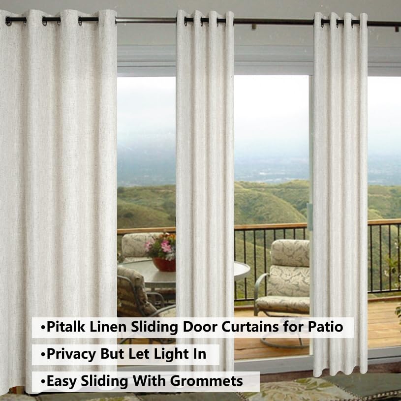 Pitalk Grommet Linen Sheer Curtains for Living Room W67650