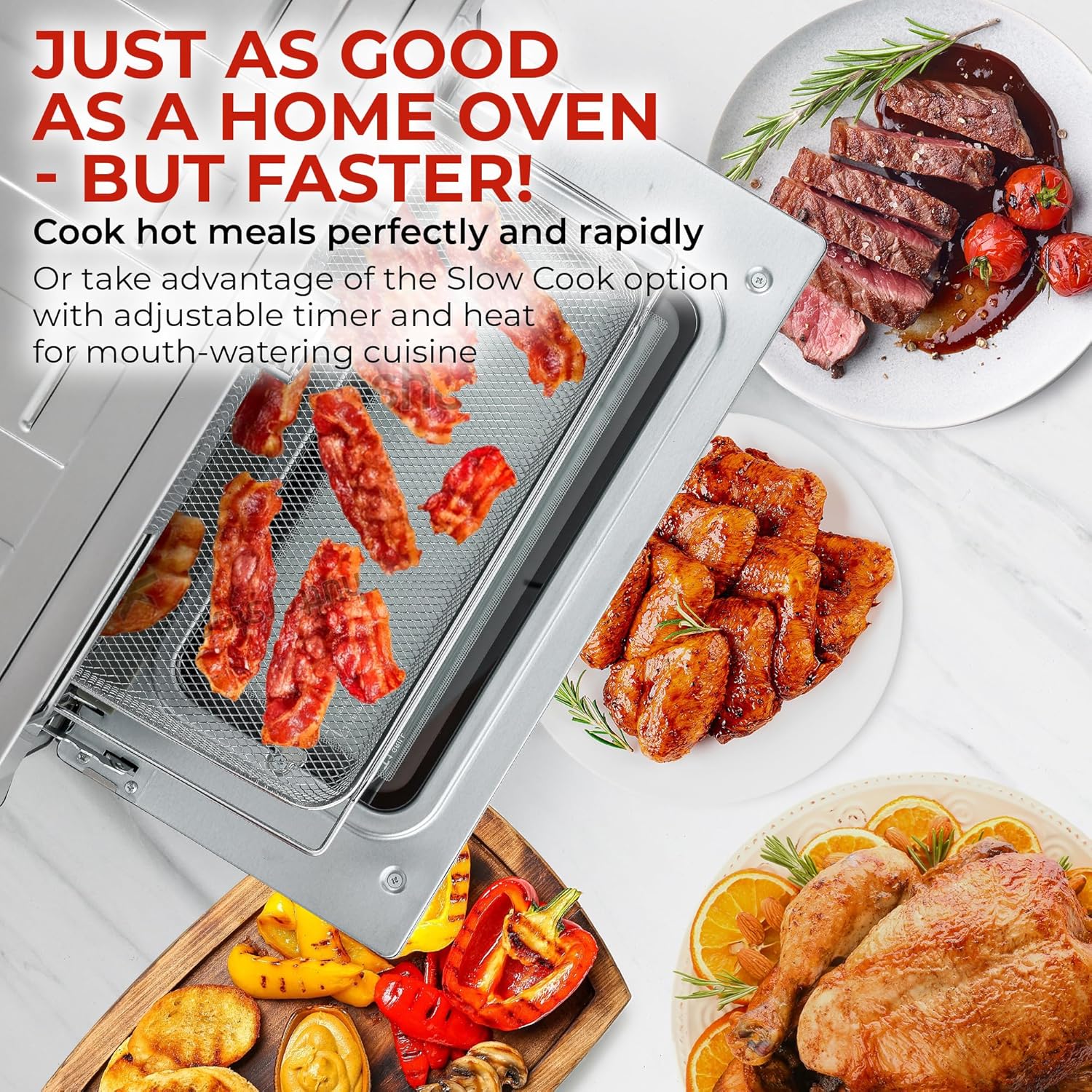 Zulay Large Countertop Air Fryer - Stainless Steel Toaster Oven Combo, 26.4Qt O966