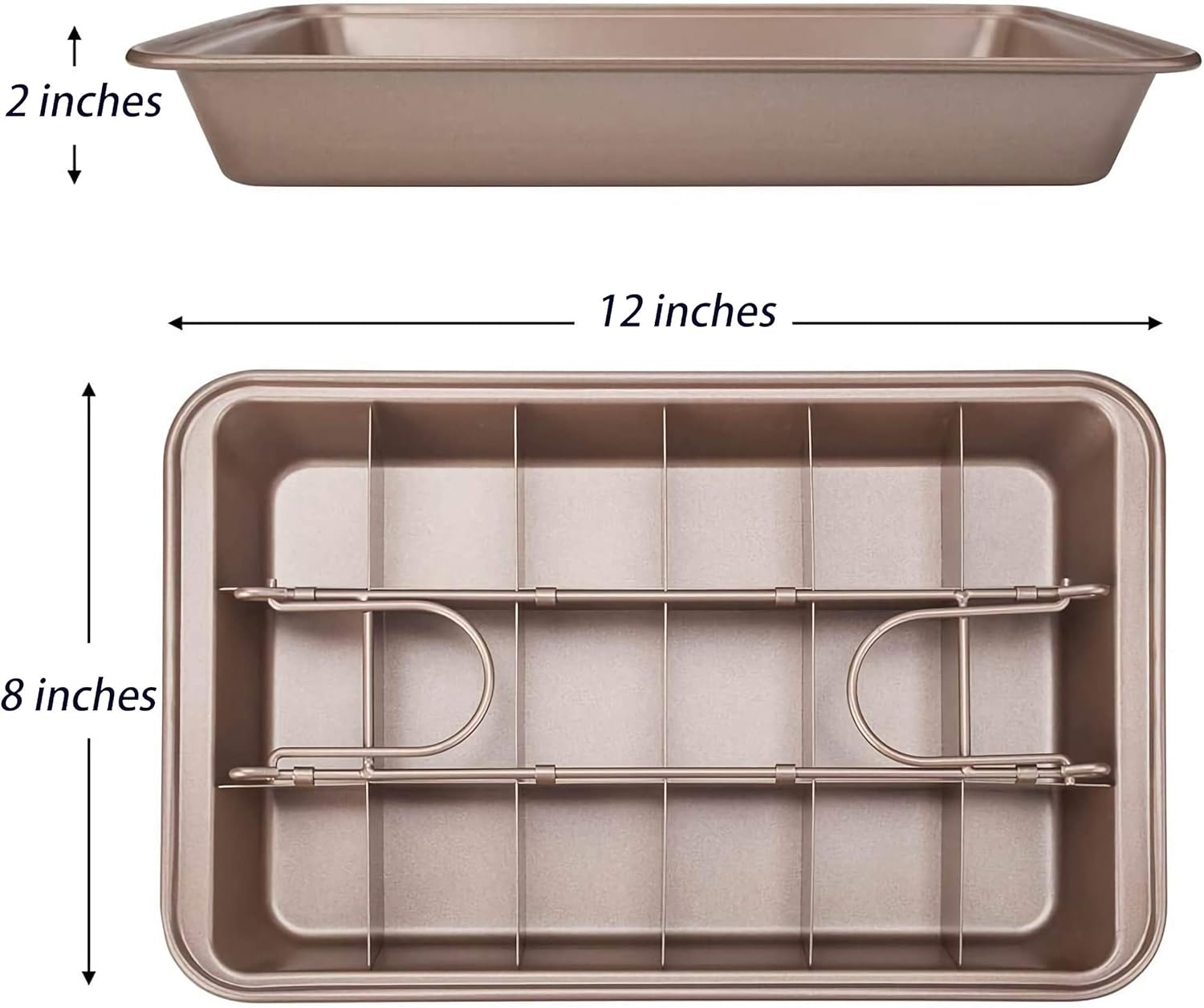 Non Stick Brownie Pan with Built-in Slicer, Carbon Steel Bakeware O9697