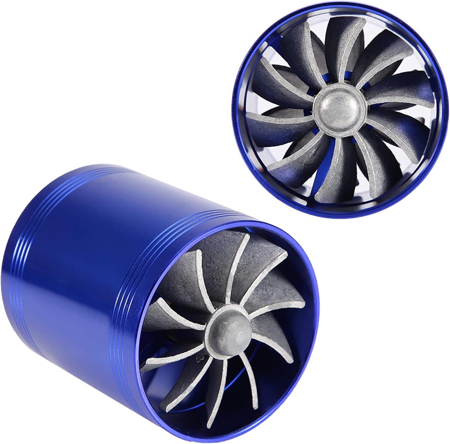 Air Intake Twin Fan Turbocharger Fuel Saver (Blue) B31047