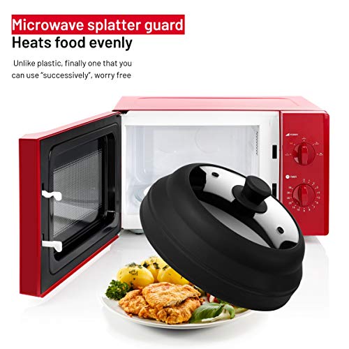 Microwave Glass Plate Cover Lid with Silicone Handle, 10.5 Inch O2876