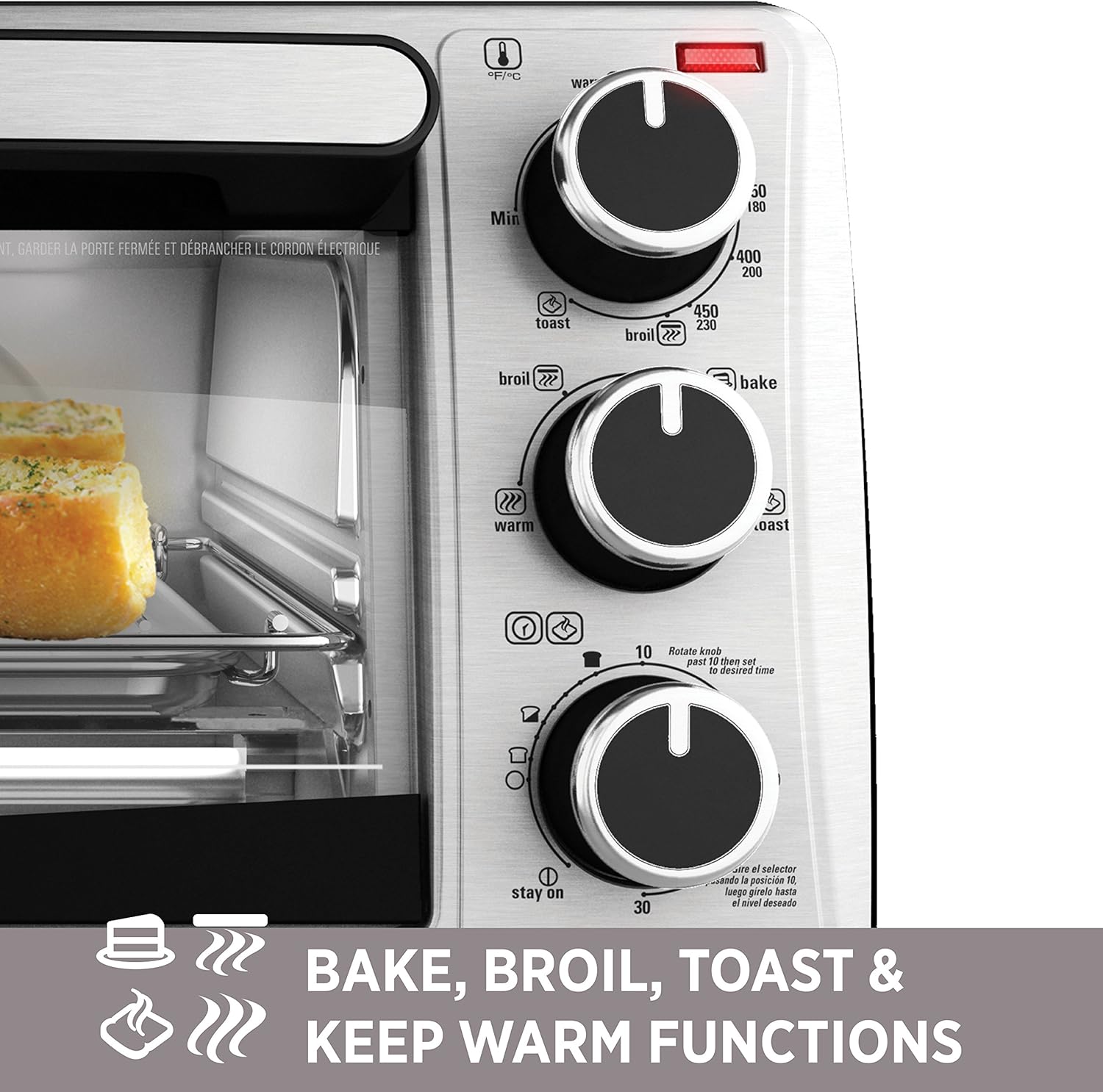 Black+Decker TO1303SB 4-Slice Toaster Oven, Stainless Steel R14674