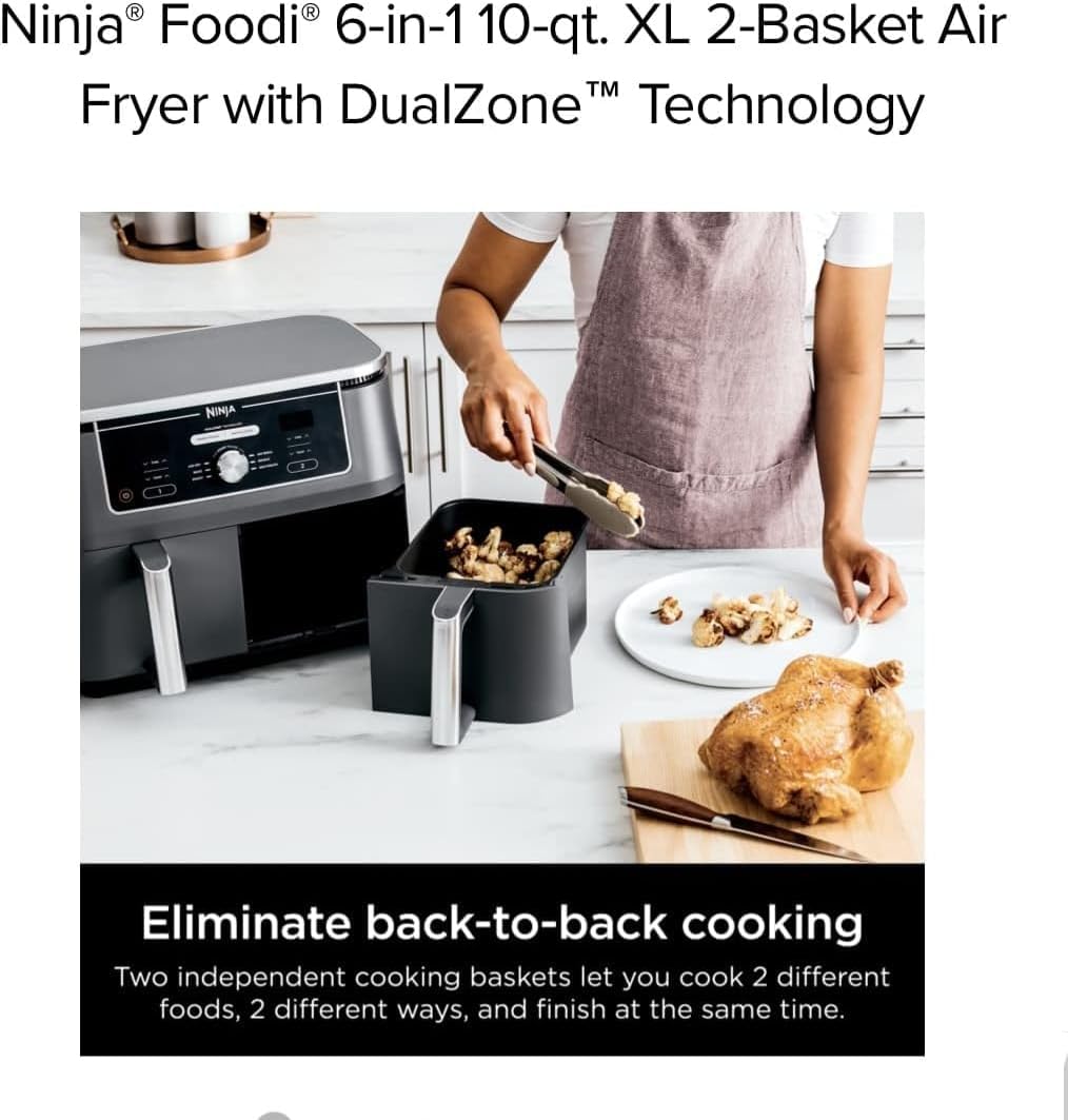 Ninja AD350CO 6in1 10qt XL 2-Basket Digital Air Fryer Q726574