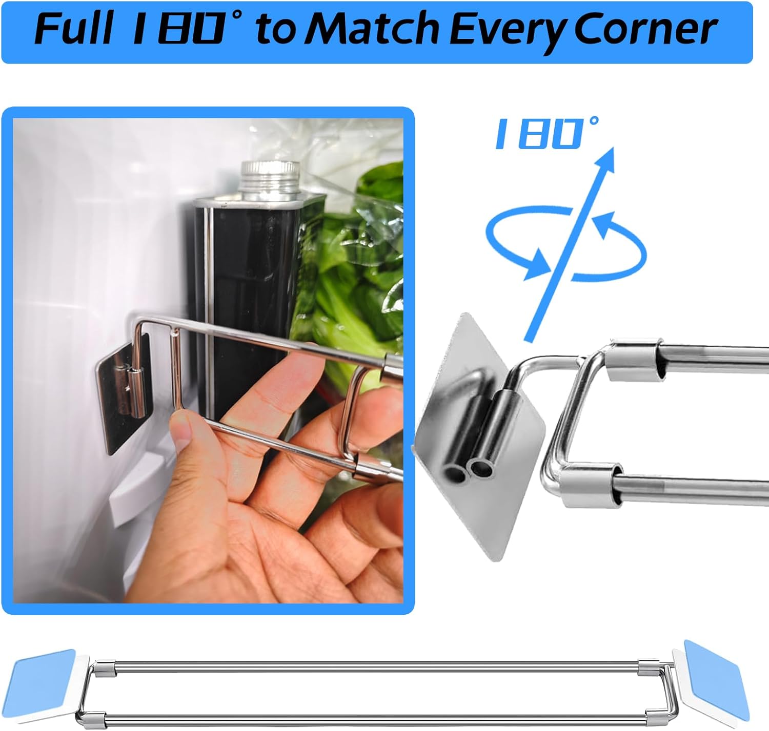 RV Adjustable Refrigerator Bars Stainless Steel Tension Rods 2 Pack C565
