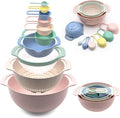 Colorful Serving Bowls for Kitchen,10 Piece Nesting Bowls with Measuring Cups Colander and Sifter Set,Ideal for Baking, Nesting Bowls for Space Saving Storage, Rv Camping Accessories, BPA Free