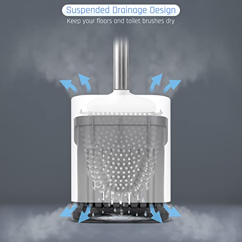 Sellemer Toilet Brush and Holder Set with Silicone Bristles, Compact Bathroom Design X1860