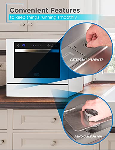 BLACK+DECKER BCD6W 6 Place Setting Compact Countertop Dishwasher C892
