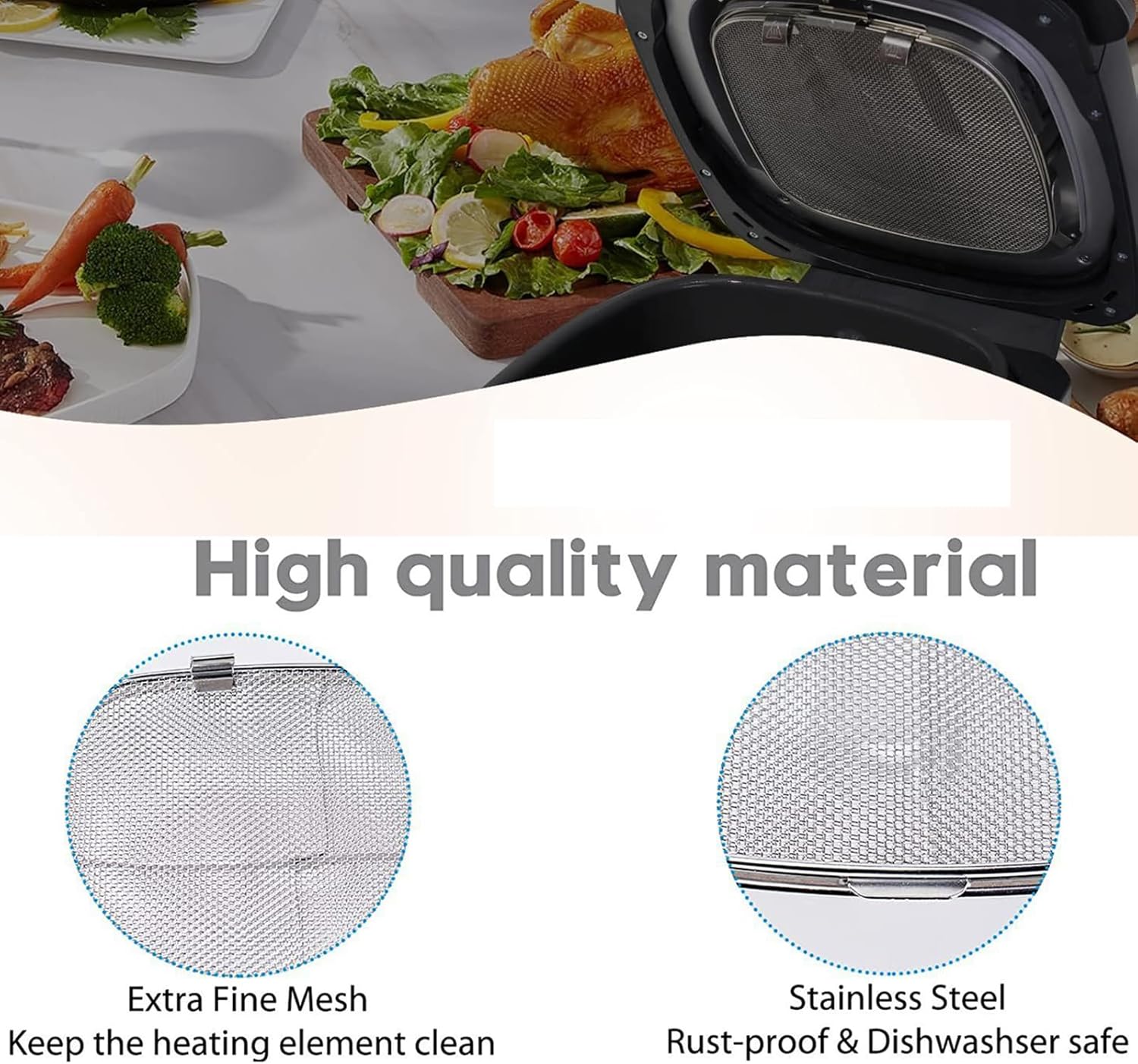 2 Pack Stainless Steel Splatter Shield for Ninja Foodi AG300 AG301C D8095