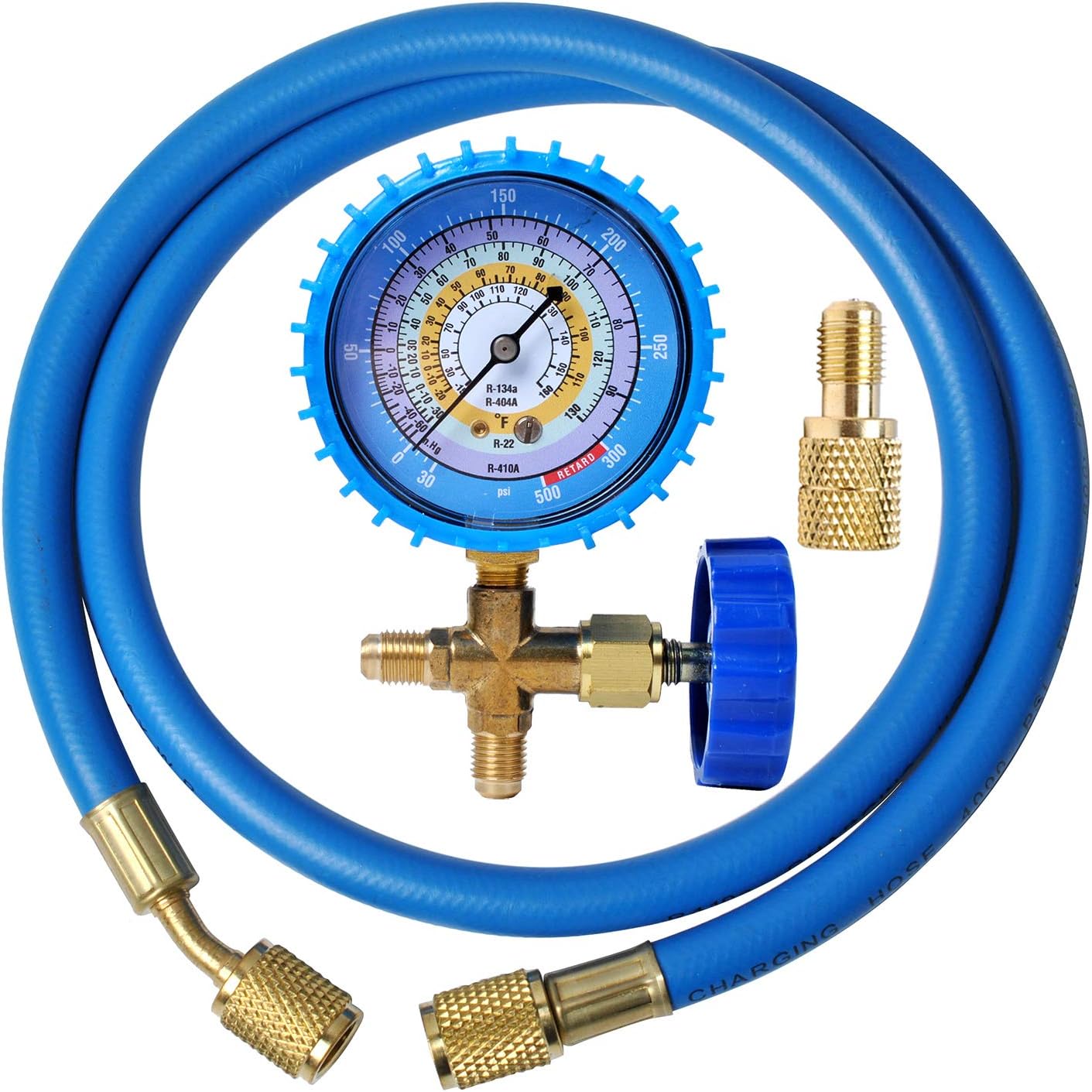 R410a Recharge Kit AC Charging Hose, R134a R22 R404a R410a Manifold Gauge Hose Kit for Air Condition Refrigeration Charging Testing