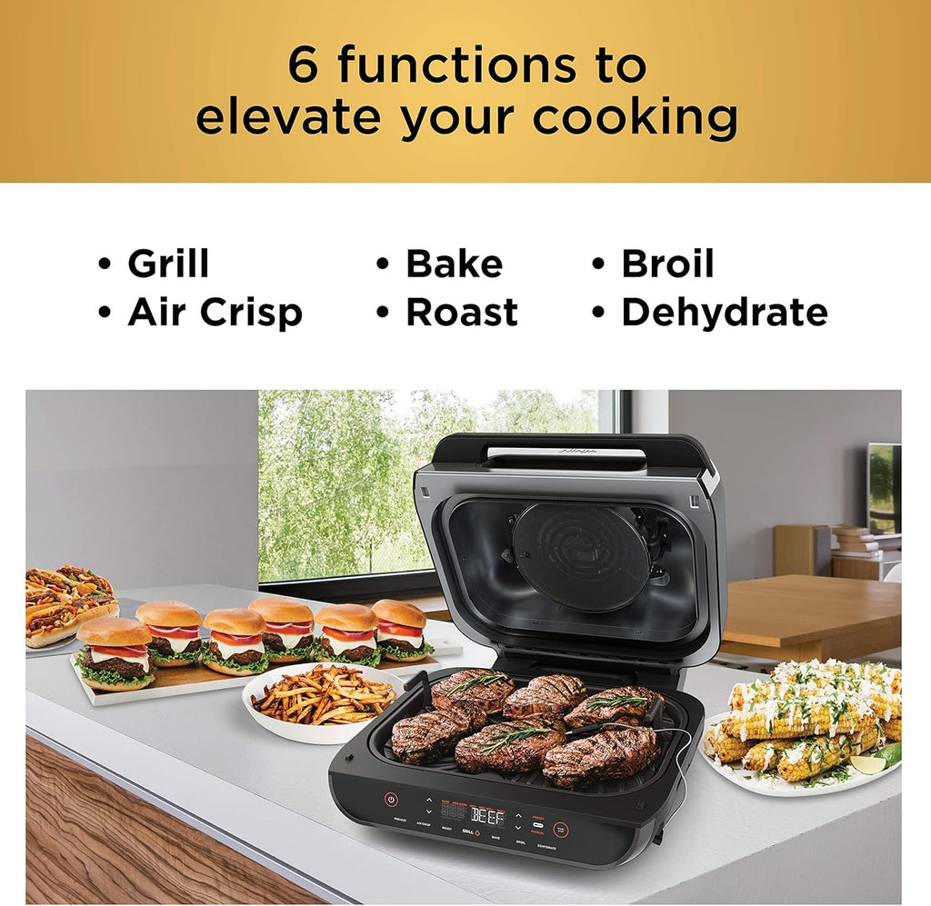 Ninja FG551 Foodi Smart XL 6-in-1 Indoor Grill with Air Fry, Black/Silver D573