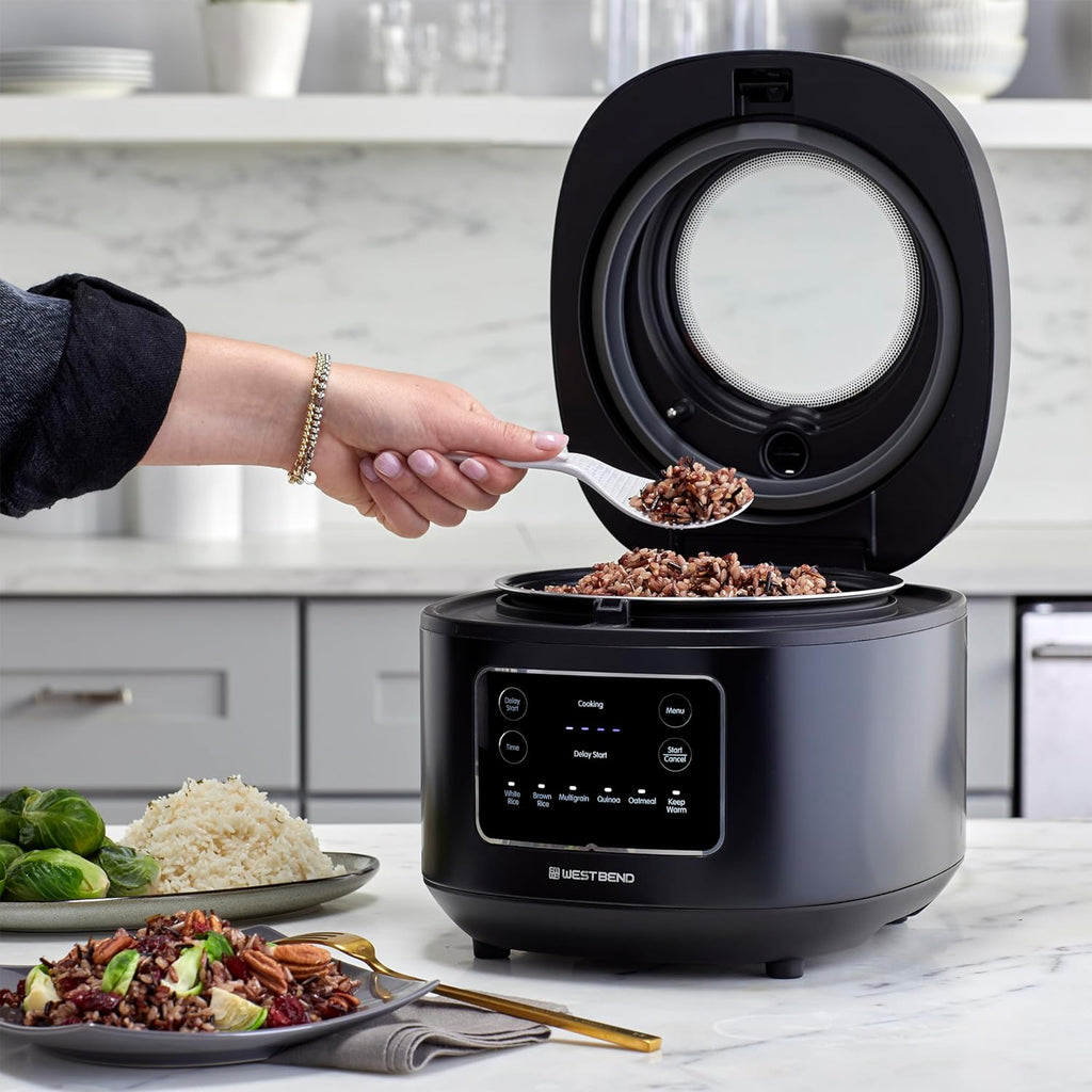 West Bend Programmable Rice & Grain Cooker, 12 Cups Cooked, Black C596627