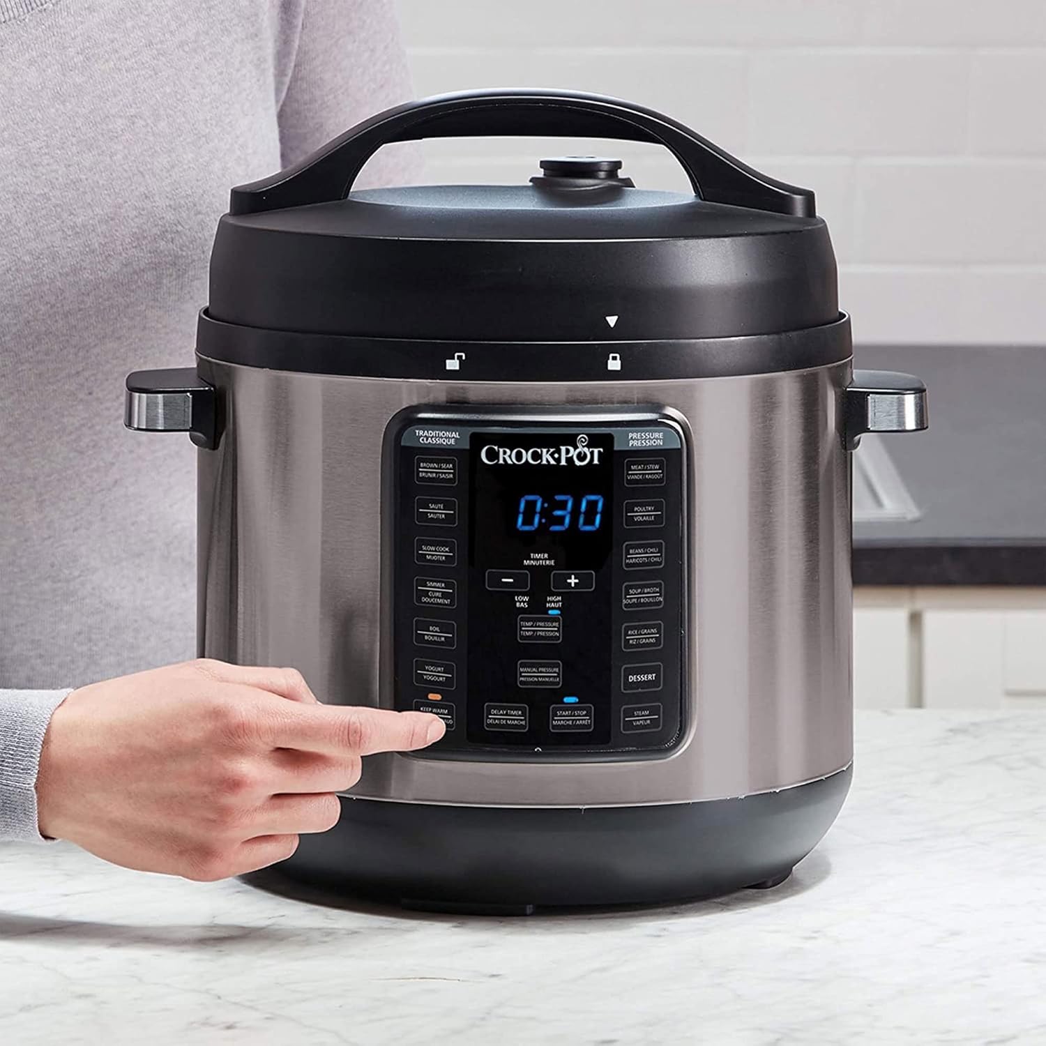 Crock-Pot 8-Quart Programmable Slow Cooker and Pressure Cooker, Black Stainless G80228