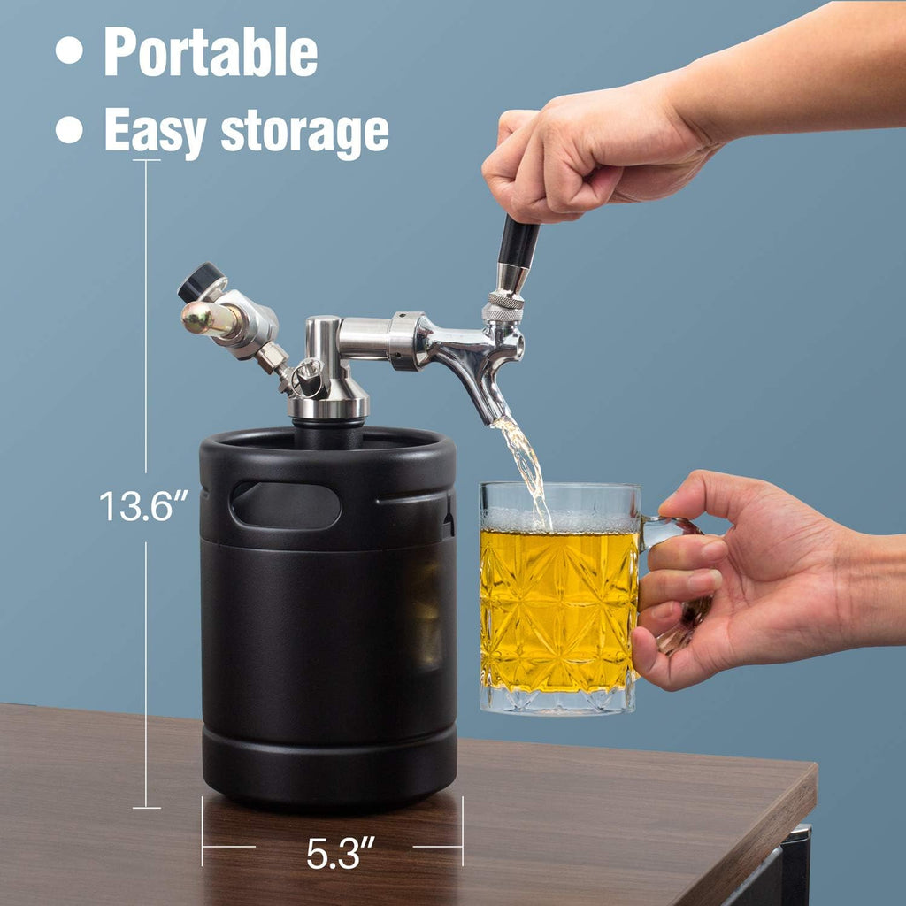TMCRAFT 64oz Pressurized Stainless Steel Mini Keg Growler with Cooler Jacket Z15527