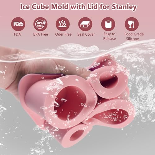 Silicone Ice Cube Tray for Tumbler, 4 Pcs Cylinder Ice Mold for Freezer W65887