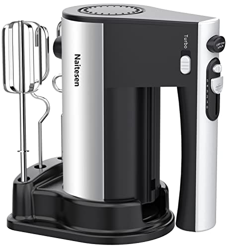 Hand Mixer Electric 600W 10 Speed Powerful with Turbo Handheld Mixer for Baking Cake Lightweight & Efficiency Kitchen Mixer with Beaters Dough Hooks, Whipping Mixing Cookies, Brownies, Batters, Meringues, Mashed Potatoes