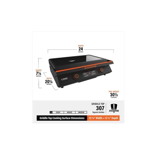 Blackstone 22-Inch Electric Griddle with Ceramic Titanium Coating and Glass Hood M355