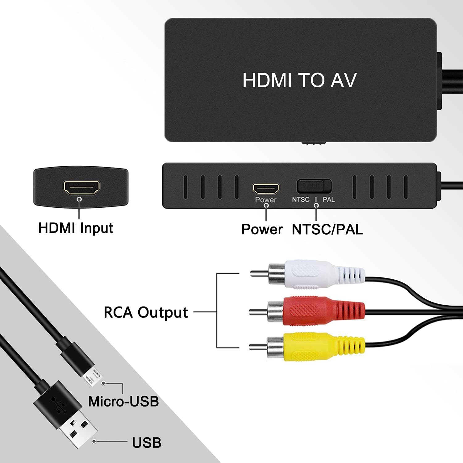 Dingsun HDMI to RCA Converter with HDMI Cable and Power Adapter W9116
