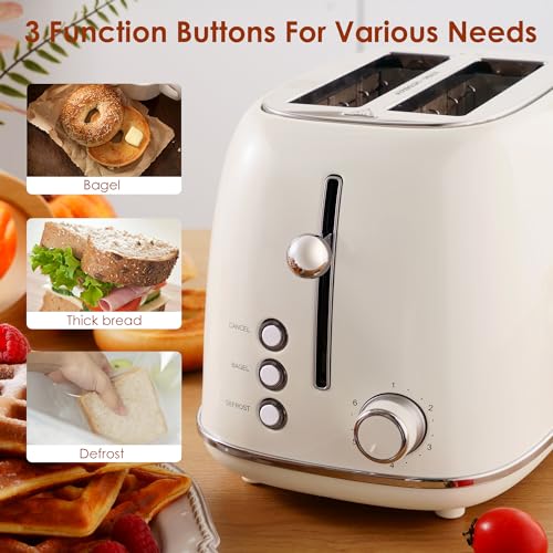 Roter Mond 2 Slice Retro Stainless Steel Toaster with Bagel & Defrost Function B737