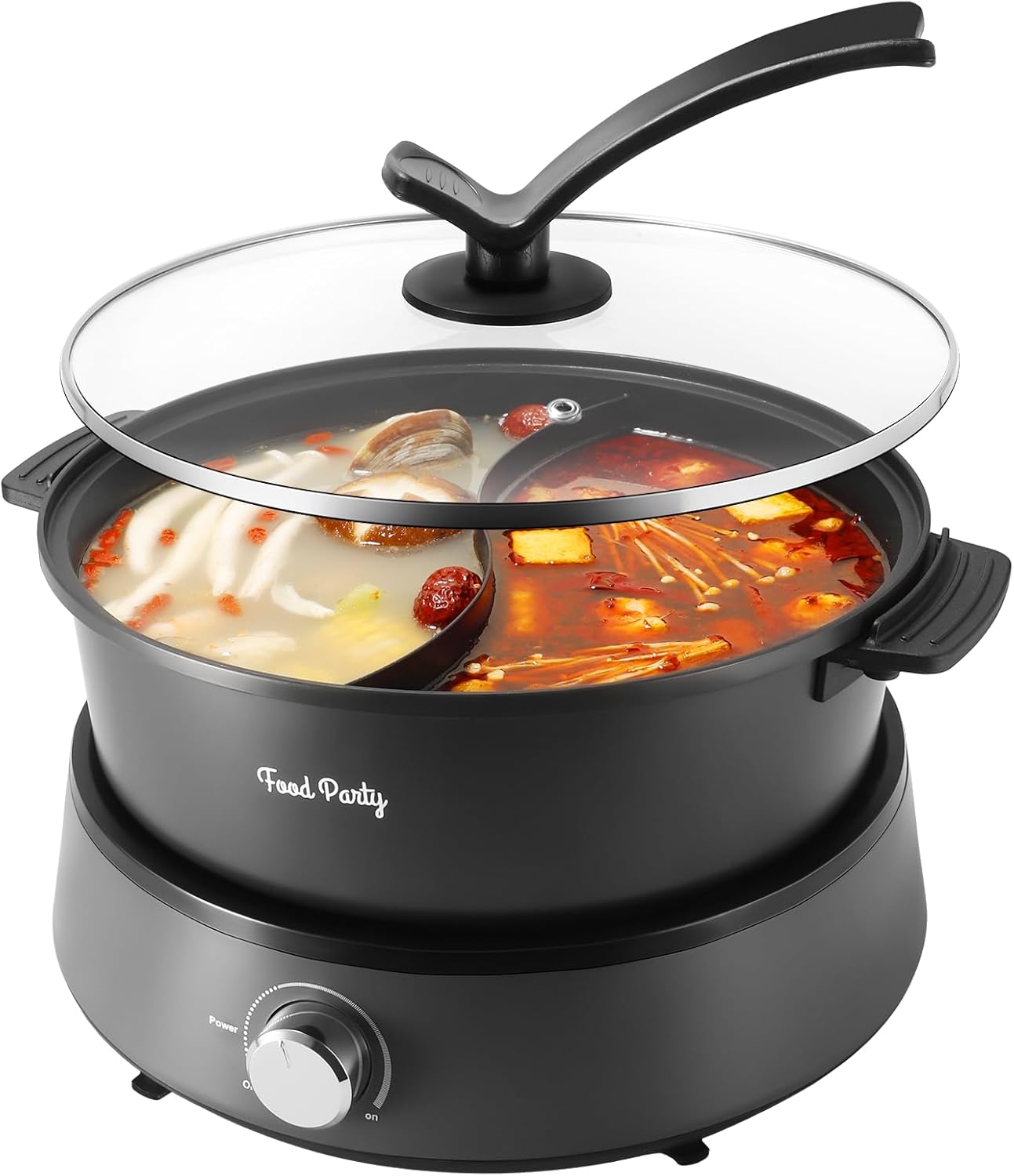 Hot Pot Electric Upgraded Separable Shabu Shabu Pot with Divider Hotpot Pot Electric Cooker Dual Sided 110V 1350W Non-Stick 5L Fondue Pot for 2-6 People