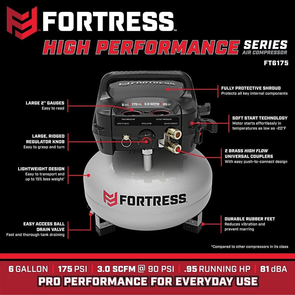 Fortress 6 Gallon 175 PSI Air Compressor Z6912