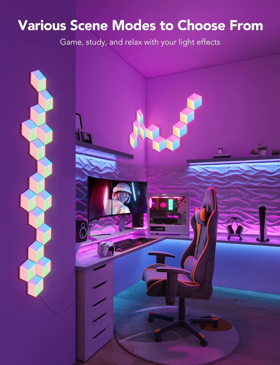 Govee Glide Hexa Pro Light Panels, RGBIC 3D Hexagon Wall Lights, 10 Pack R319