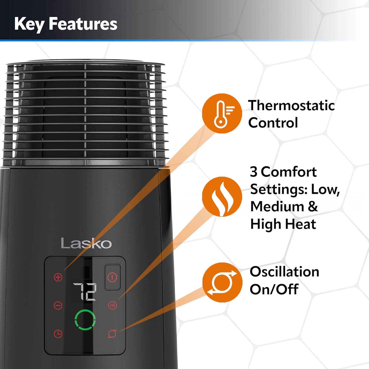 Lasko 360-Degree Oscillating Ceramic Tower Heater, 1500W, Black V144561