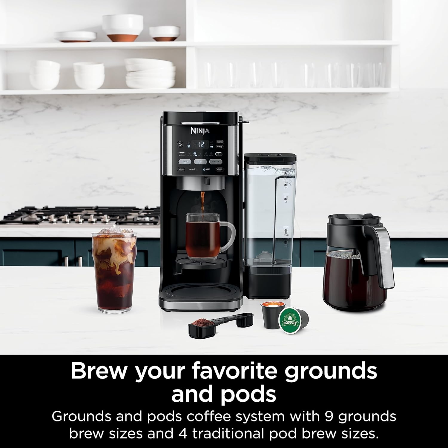 Ninja CFP101 DualBrew Hot & Iced Coffee Maker, Single-Serve & 12-Cup, Black D982908