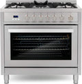 Cosmo COS-965AGFC 36 in. 3.8 cu. ft. Gas Range with Oven and 5 Burner Cooktop with Heavy Duty Cast Iron Grates and 4 Feet in Stainless Steel