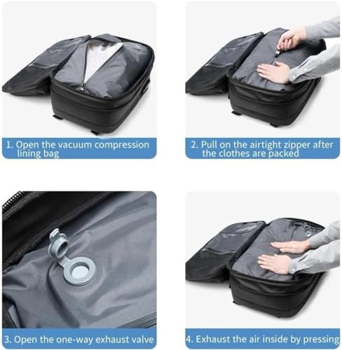 Vacpack Anti Theft Travel Vacuum Backpack, 60L Expandable, Water Resistant, Grey Y4647