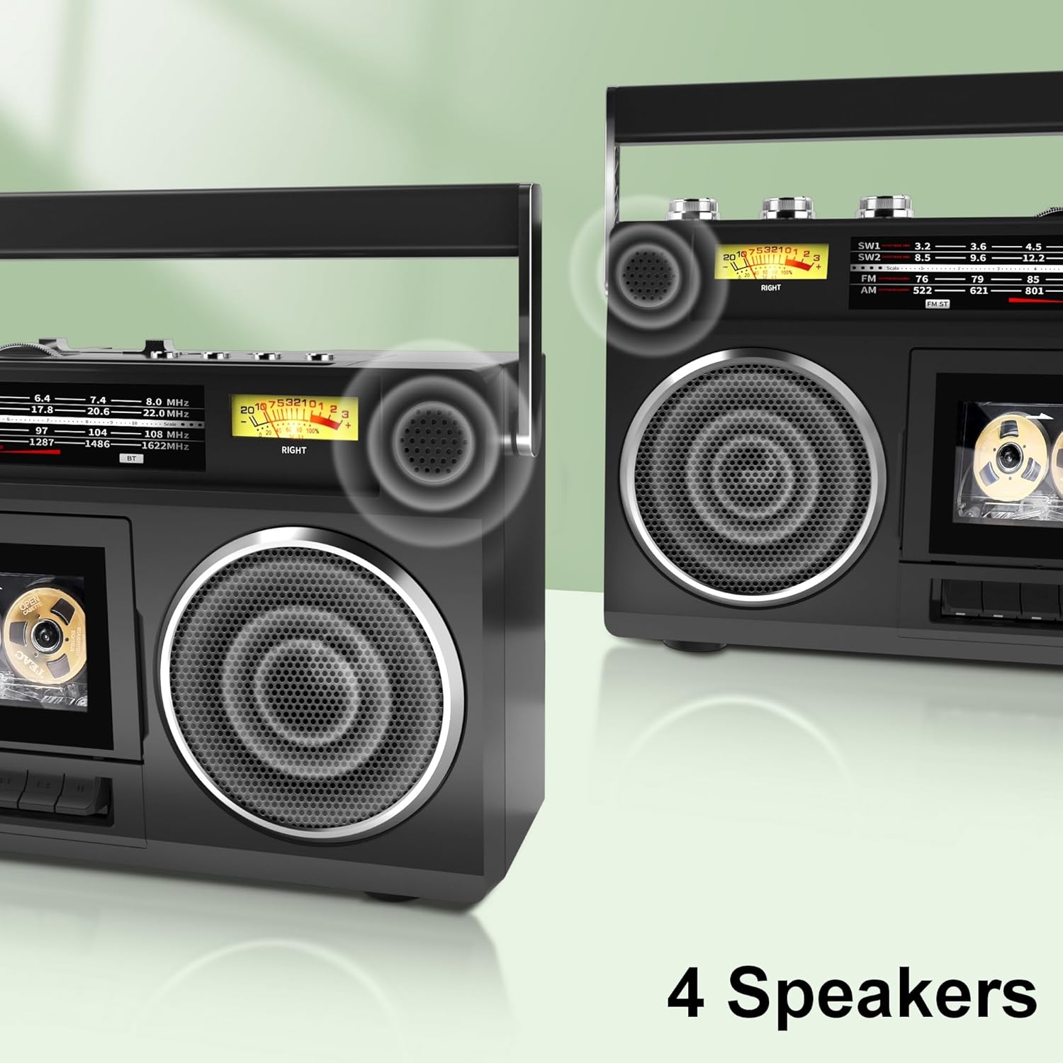 Portable Boombox Radio Cassette Player Recorder with Bluetooth, AM/FM Radio, USB SD Aux-in H756734