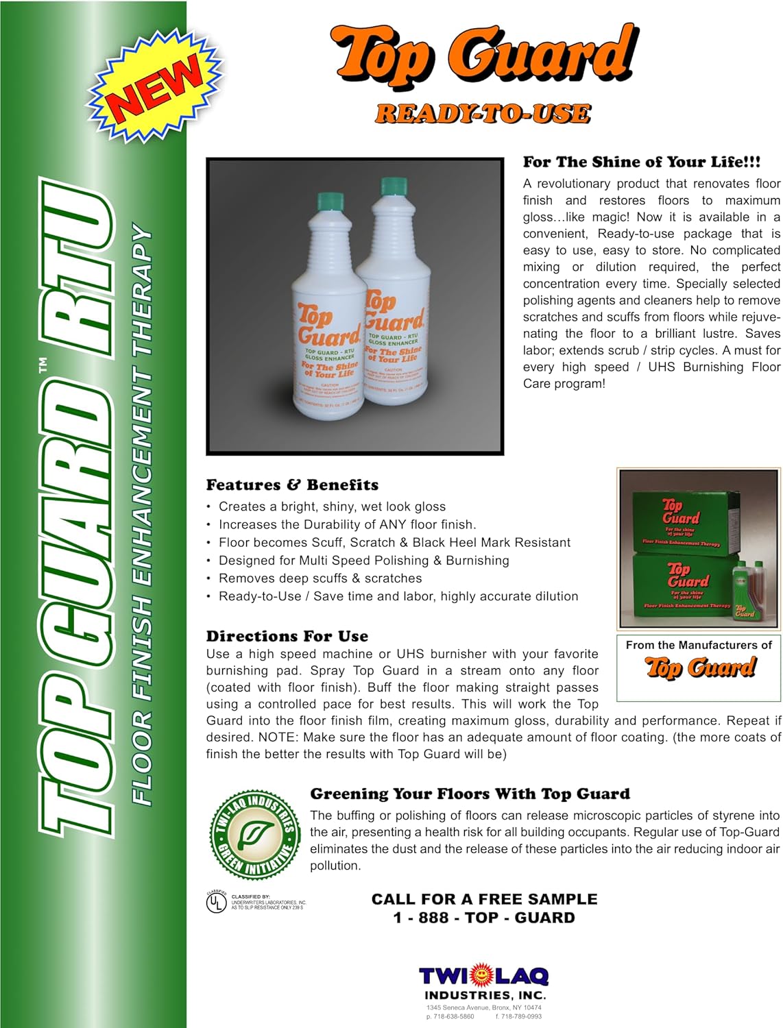 TOP GUARD Quick Shine Floor Finish for All Floors (12x1 Quart) P415