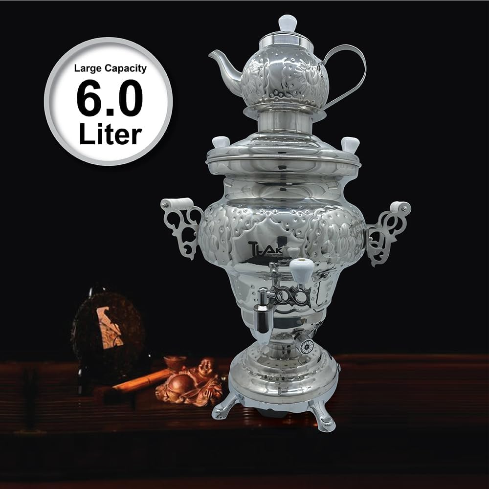 Electric Stainless Steel Samovar Tea Kettle with LED Temperature Display, 1 Liter L282